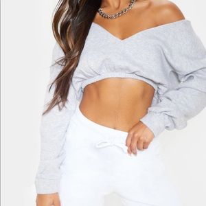 PLT Grey Marl Crop Sweater